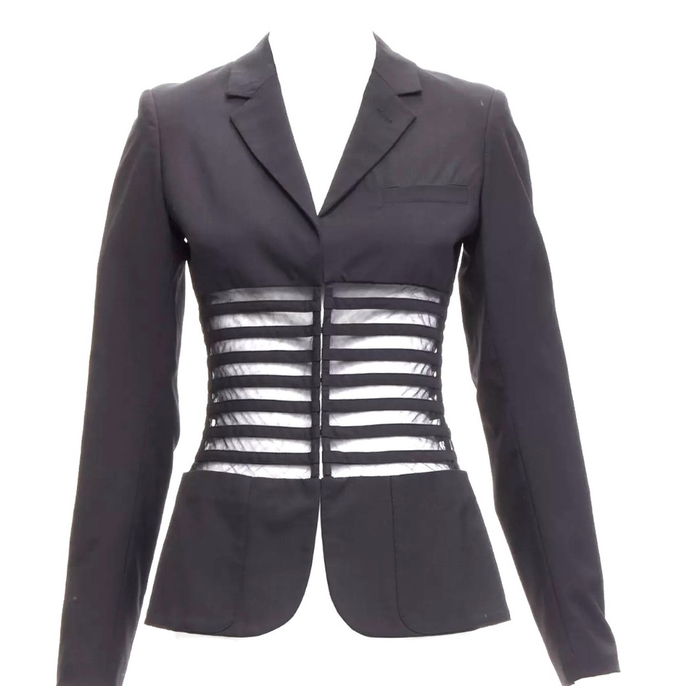 JEAN PAUL GAULTIER FEMME black wool CORSET/BLAZER Size EU 40/US 6. Authentic